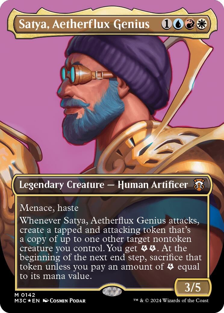 Satya, Aetherflux Genius (Borderless) (Ripple Foil) [Modern Horizons 3 Commander] | Galactic Gamez