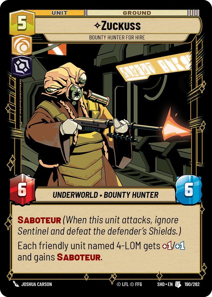 Zuckuss - Bounty Hunter for Hire (190/262) (190/262) [Shadows of the Galaxy] | Galactic Gamez