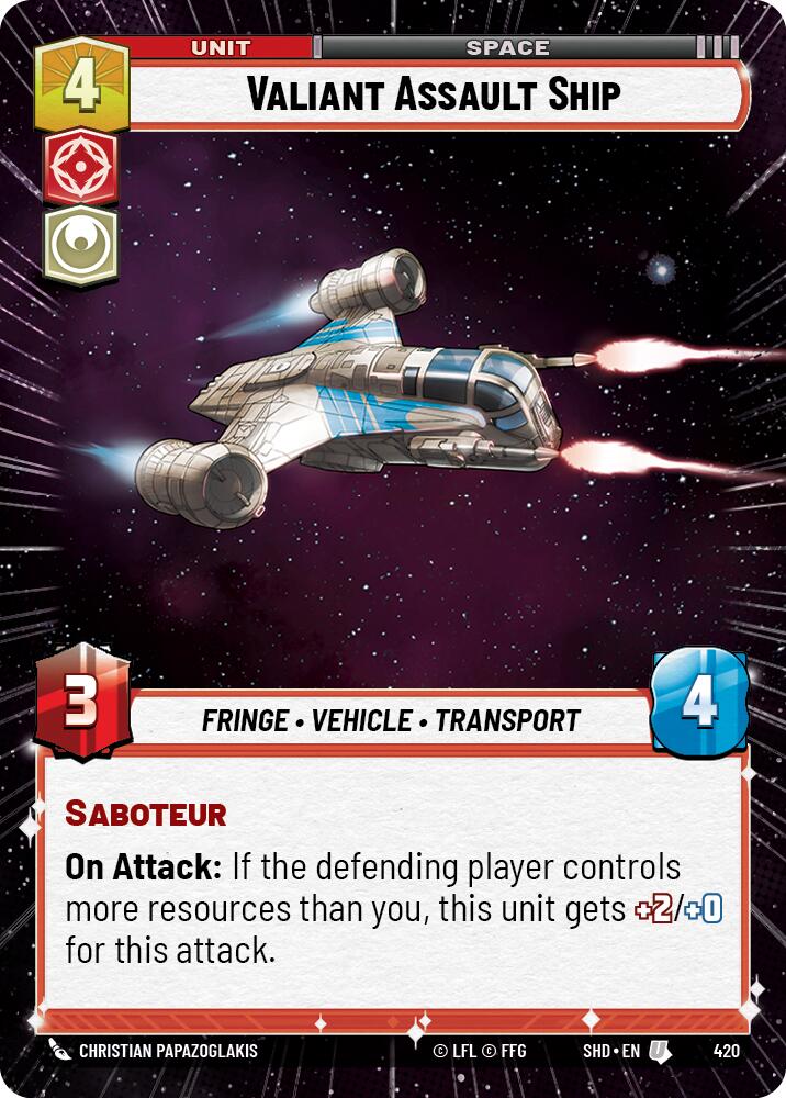 Valiant Assault Ship (420) (Hyperspace) (420) [Shadows of the Galaxy] | Galactic Gamez