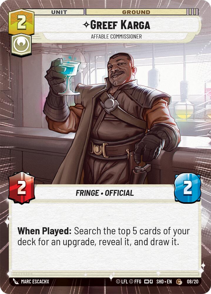 Greef Karga - Affable Commissioner (Hyperspace) (08/20) [Shadows of the Galaxy: Weekly Play] | Galactic Gamez