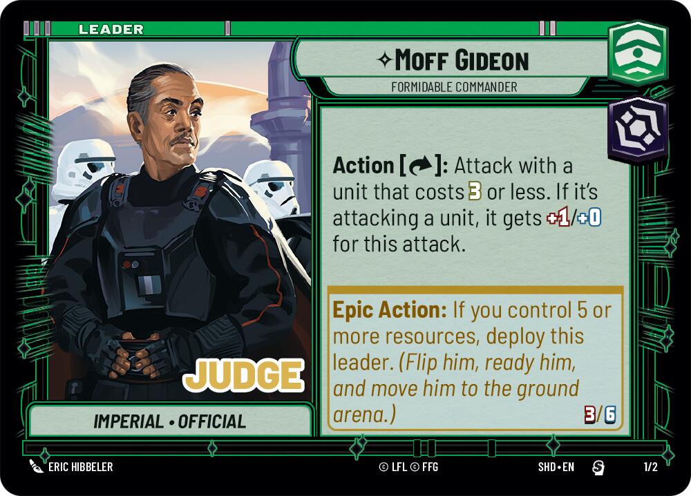 Moff Gideon - Formidable Commander (1/2) (Judge Promo) (1/2) [Shadows of the Galaxy Promos] | Galactic Gamez