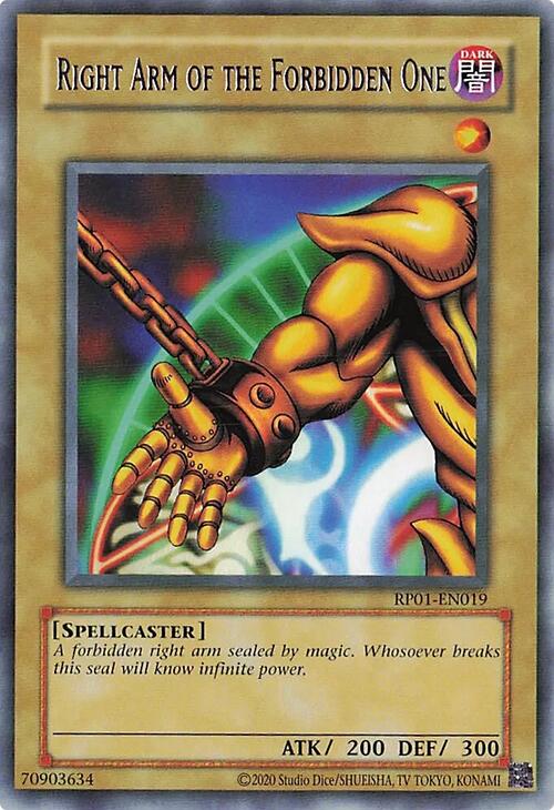 Right Arm of the Forbidden One [RP01-EN019] Rare | Galactic Gamez