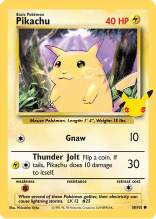 Pikachu (58/102) (25th Anniversary) (Jumbo Card) [Celebrations: 25th Anniversary] | Galactic Gamez