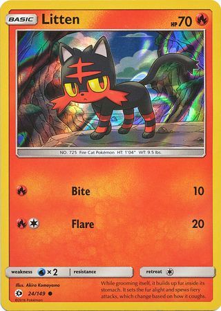 Litten (24/149) (Water Web Holo) [Sun & Moon: Base Set] | Galactic Gamez