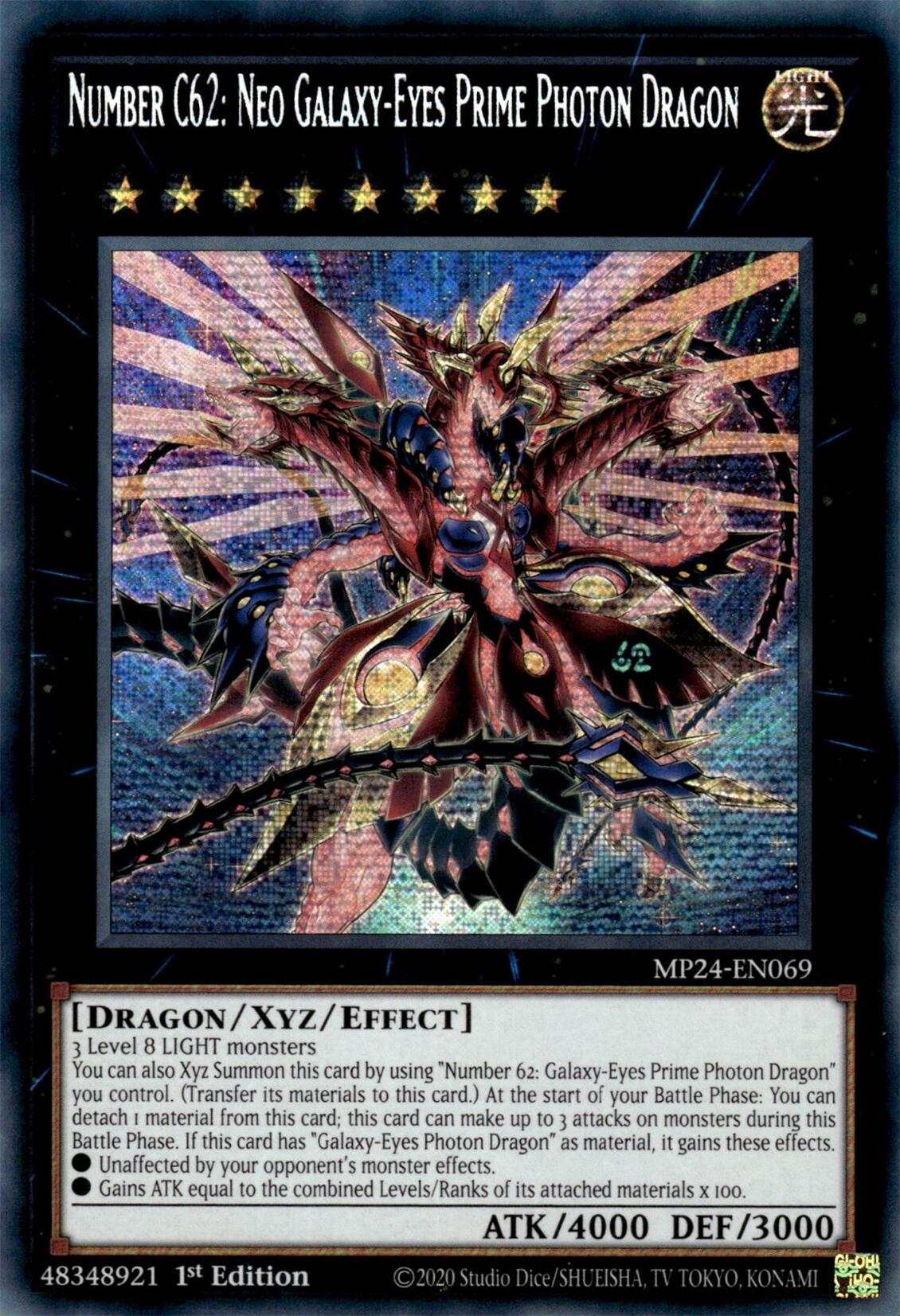 Number C62: Neo Galaxy-Eyes Prime Photon Dragon [MP24-EN069] Prismatic Secret Rare | Galactic Gamez