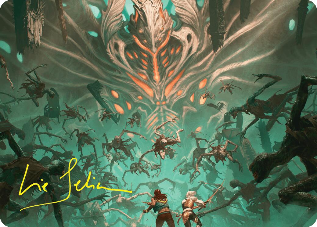 Valgavoth's Onslaught Art Card (Gold-Stamped Signature) [Duskmourn: House of Horror Art Series] | Galactic Gamez