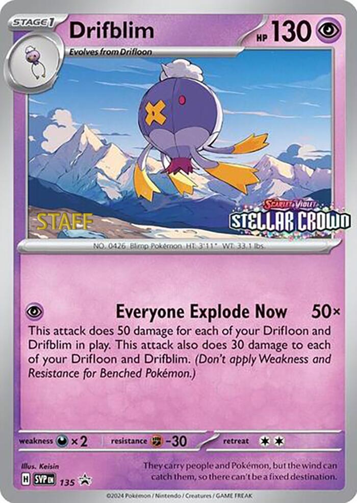 Drifblim (135) (Staff Promo) [Scarlet & Violet: Black Star Promos] | Galactic Gamez