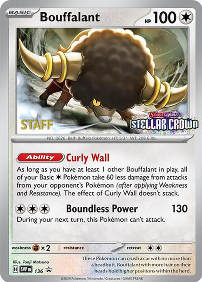 Bouffalant (136) (Staff Promo) [Scarlet & Violet: Black Star Promos] | Galactic Gamez