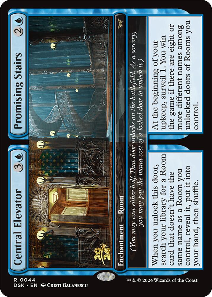 Central Elevator // Promising Stairs [Duskmourn: House of Horror Prerelease Promos] | Galactic Gamez