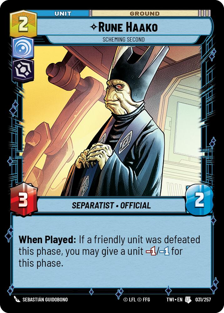 Rune Haako - Scheming Second (031/257) (031/257) [Twilight of the Republic] | Galactic Gamez