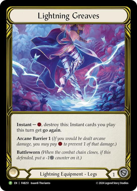 Lightning Greaves (Golden) [FAB251] (Promo)  Cold Foil | Galactic Gamez