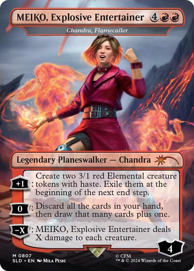 MEIKO, Explosive Entertainer - Chandra, Flamecaller (Rainbow Foil) [Secret Lair Drop Series] | Galactic Gamez