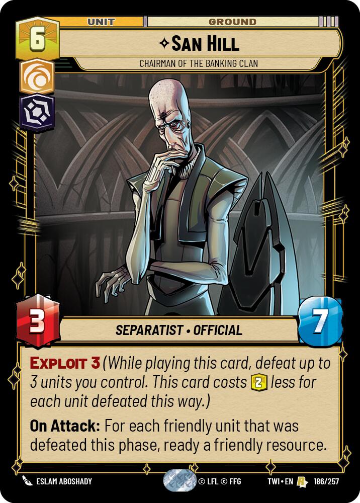 San Hill - Chairman of the Banking Clan (186/257) (186/257) [Twilight of the Republic] | Galactic Gamez