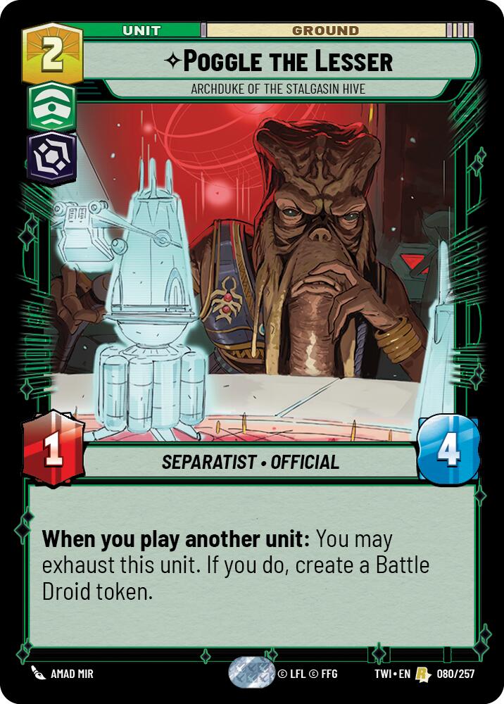 Poggle the Lesser - Archduke of the Stalgasin Hive (080/257) (080/257) [Twilight of the Republic] | Galactic Gamez