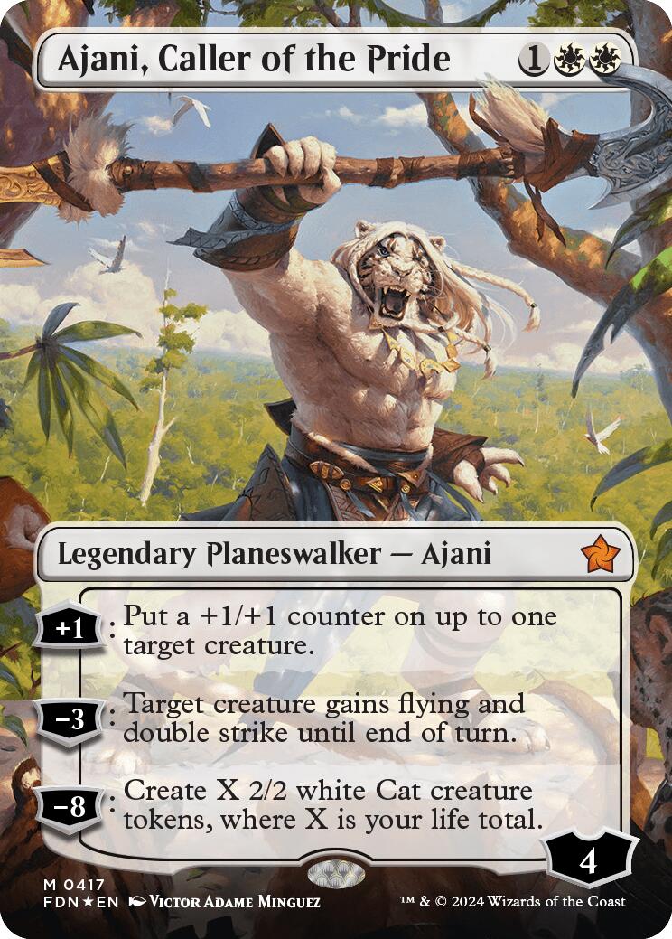 Ajani, Caller of the Pride (Borderless) (Mana Foil) [Foundations] | Galactic Gamez