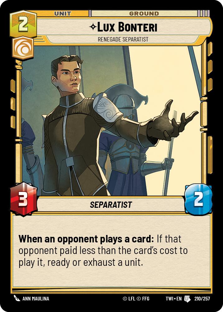 Lux Bonteri - Renegade Separatist (210/257) (210/257) [Twilight of the Republic] | Galactic Gamez