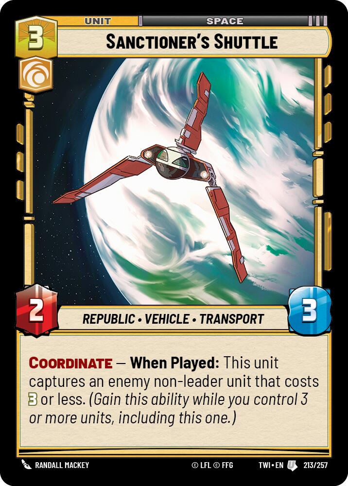 Sanctioner's Shuttle (213/257) (213/257) [Twilight of the Republic] | Galactic Gamez