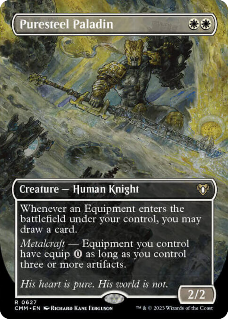 Puresteel Paladin (Borderless Alternate Art) [Commander Masters] | Galactic Gamez