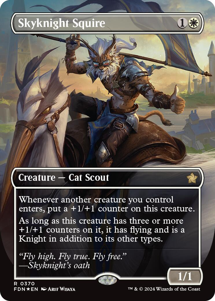 Skyknight Squire (Borderless) (Mana Foil) [Foundations] | Galactic Gamez