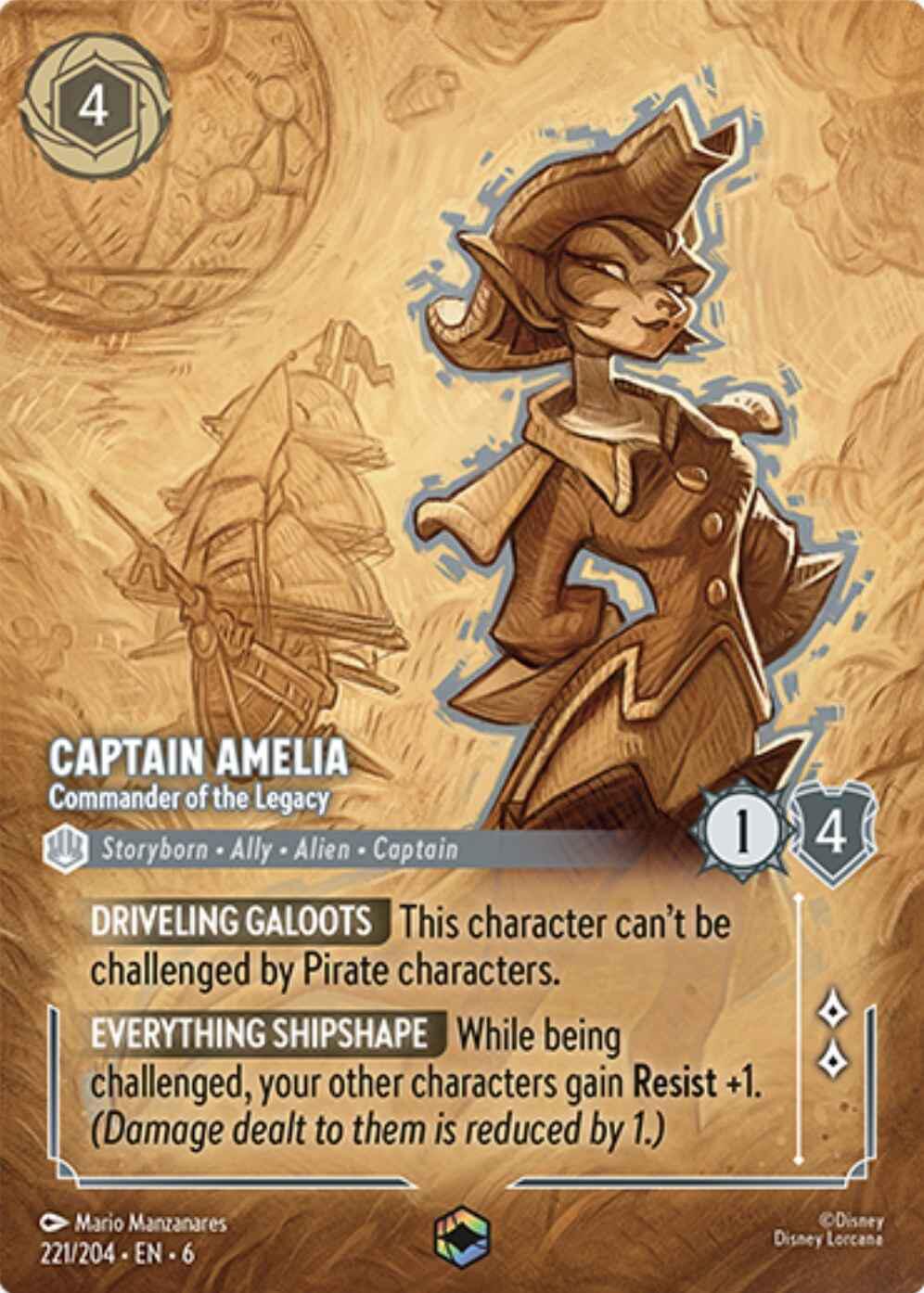 Captain Amelia - Commander of the Legacy (Enchanted) (221/204) [Azurite Sea] | Galactic Gamez