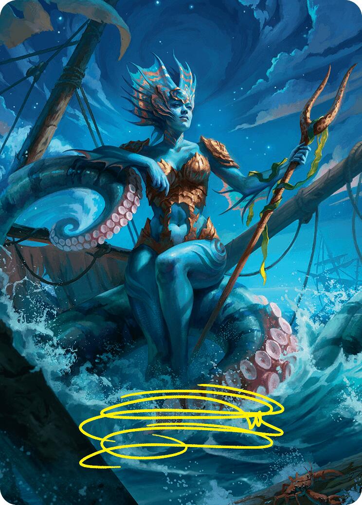 Kiora, the Rising Tide Art Card (30/54) (Gold-Stamped Signature) [Foundations Art Series] | Galactic Gamez