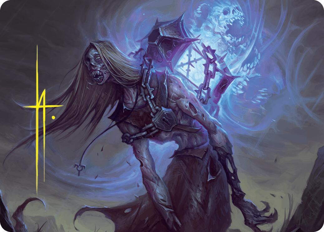 Soul-Shackled Zombie Art Card (9/54) (Gold-Stamped Signature) [Foundations Art Series] | Galactic Gamez