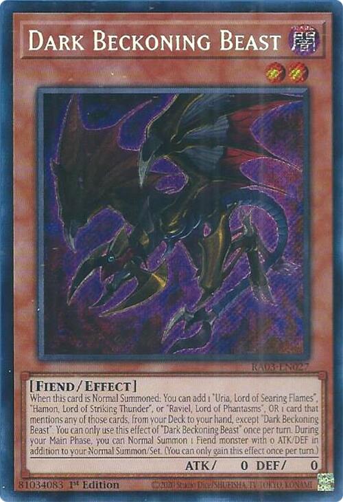 Dark Beckoning Beast (Secret Rare) [RA03-EN027] Secret Rare | Galactic Gamez