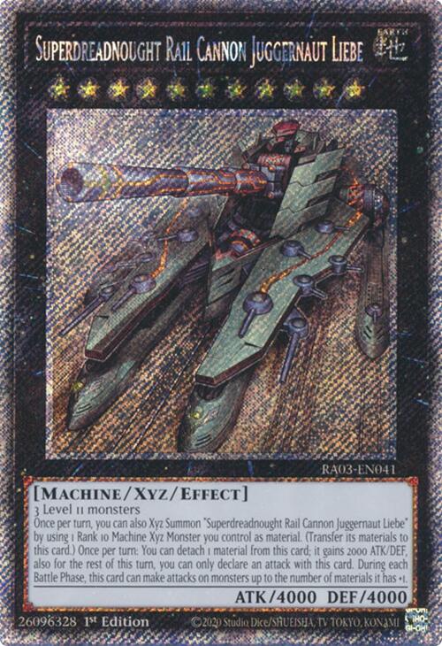 Superdreadnought Rail Cannon Juggernaut Liebe (Platinum Secret Rare) [RA03-EN041] Platinum Secret Rare | Galactic Gamez