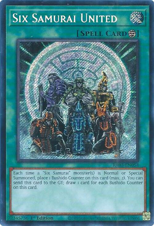 Six Samurai United (Secret Rare) [RA03-EN054] Secret Rare | Galactic Gamez