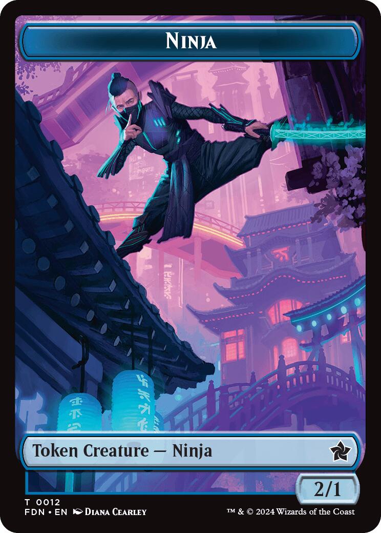 Emblem - Kaito, Cunning Infiltrator // Ninja Doubled-Sided Token [Foundations Tokens] | Galactic Gamez