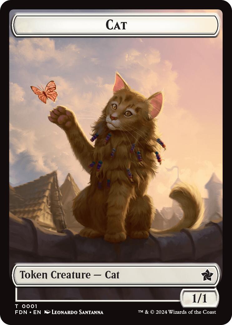 Spirit // Cat (0001) Doubled-Sided Token [Foundations Tokens] | Galactic Gamez