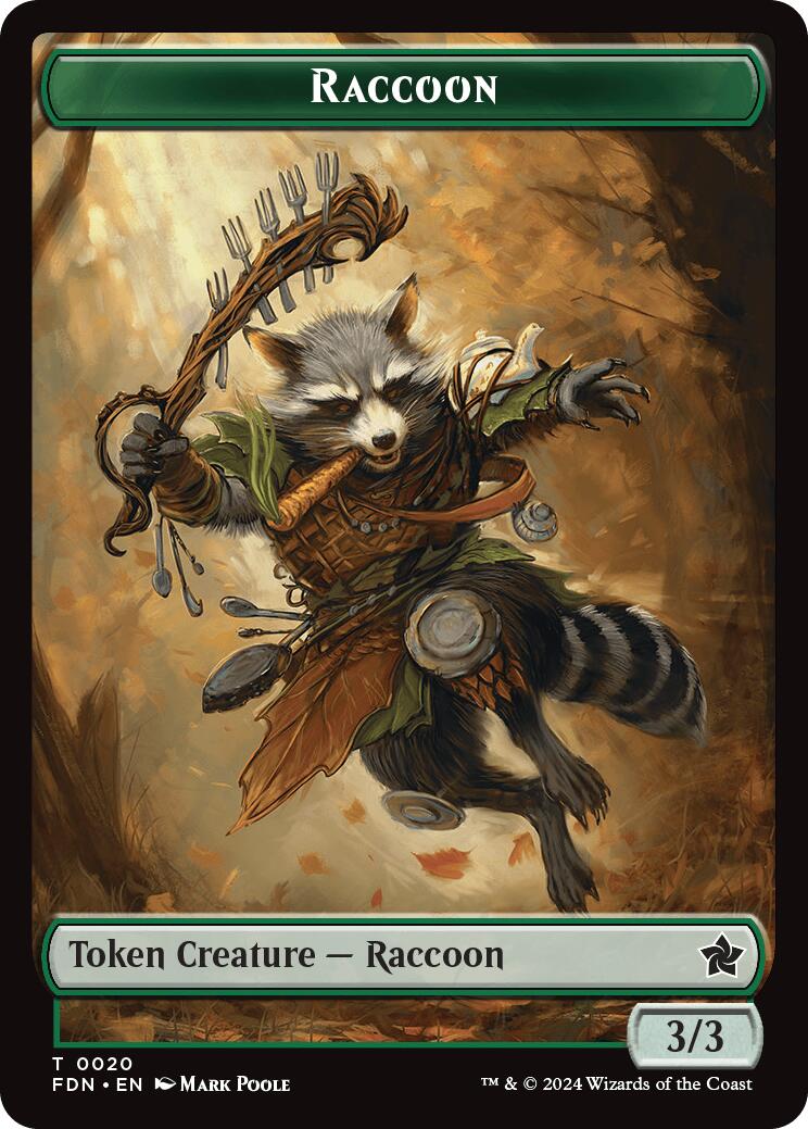 Elf Warrior // Raccoon Doubled-Sided Token [Foundations Tokens] | Galactic Gamez