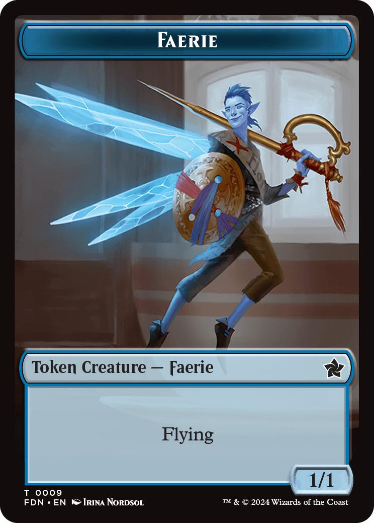 Faerie // Fish Doubled-Sided Token [Foundations Tokens] | Galactic Gamez