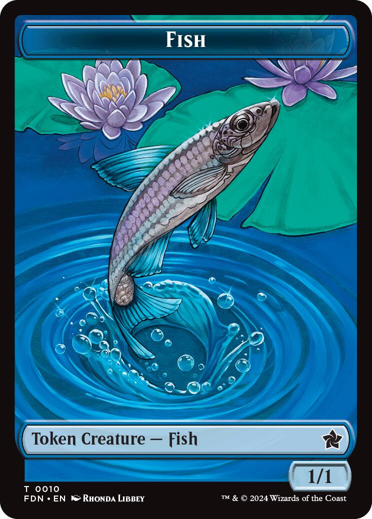 Faerie // Fish Doubled-Sided Token [Foundations Tokens] | Galactic Gamez