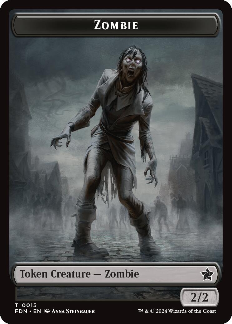 Zombie // Insect Doubled-Sided Token [Foundations Tokens] | Galactic Gamez