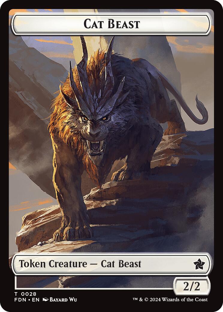 Cat Beast // Dragon (0017) Double-Sided Token [Foundations Tokens] | Galactic Gamez