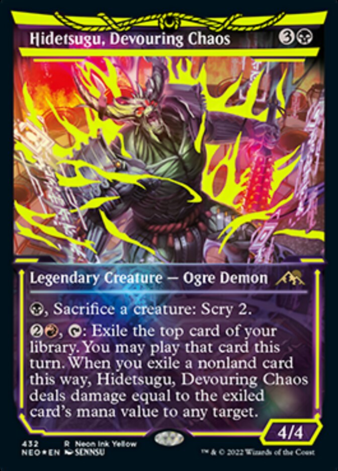 Hidetsugu, Devouring Chaos (Neon Ink Yellow) [Kamigawa: Neon Dynasty] | Galactic Gamez