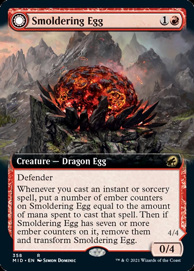 Smoldering Egg // Ashmouth Dragon (Extended Art) [Innistrad: Midnight Hunt] | Galactic Gamez