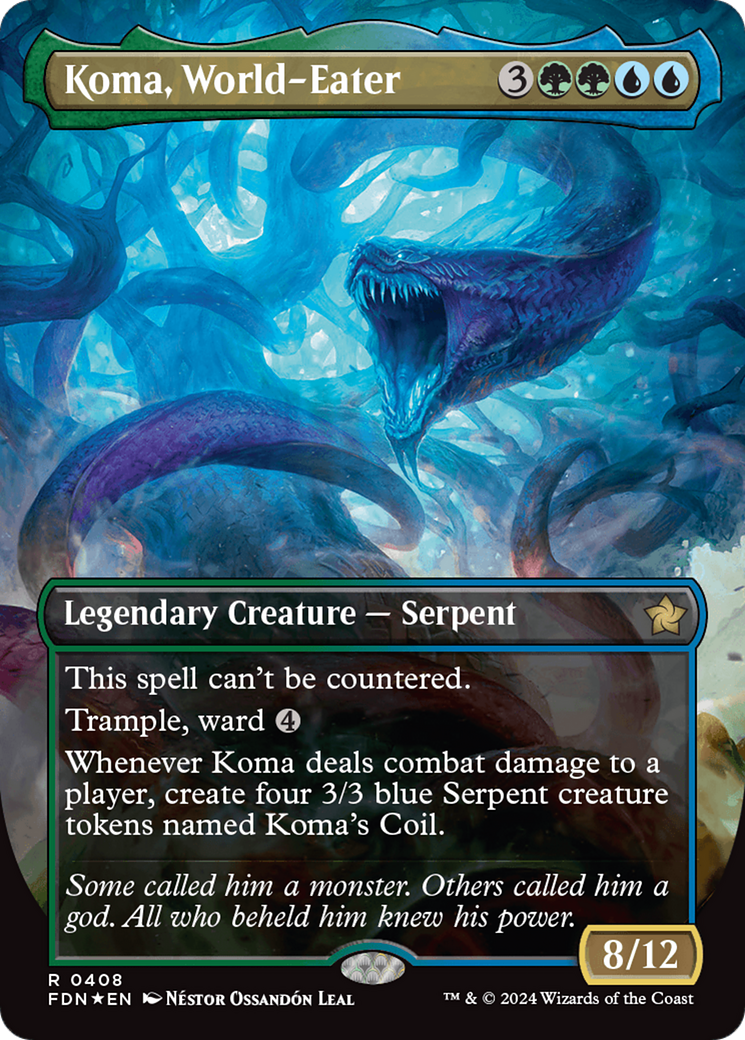 Koma, World-Eater (Borderless) (Mana Foil) [Foundations] | Galactic Gamez