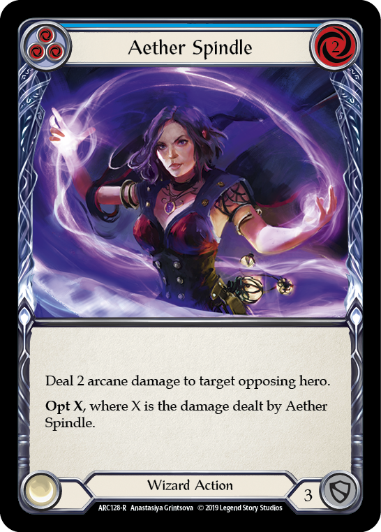Aether Spindle (Blue) [ARC128-R] (Arcane Rising)  1st Edition Rainbow Foil | Galactic Gamez