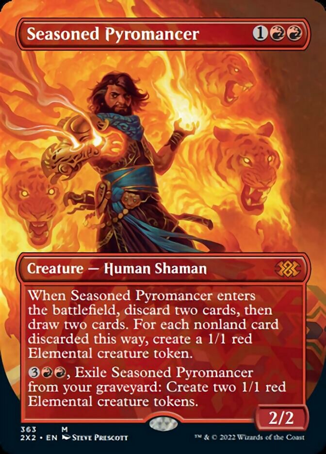 Seasoned Pyromancer (Borderless Alternate Art) [Double Masters 2022] | Galactic Gamez