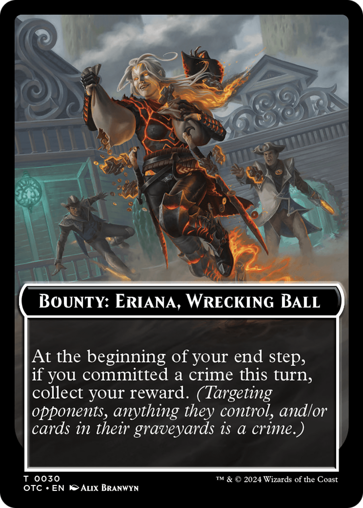 Bounty: Eriana, Wrecking Ball // Bounty Rules Double-Sided Token [Outlaws of Thunder Junction Commander Tokens] | Galactic Gamez