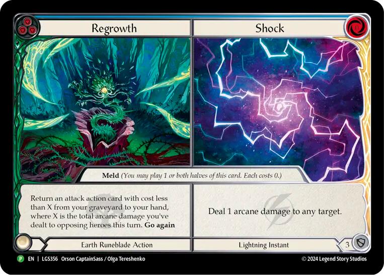 Regrowth // Shock (Cold Foil) [LGS356] (Promo)  Cold Foil | Galactic Gamez