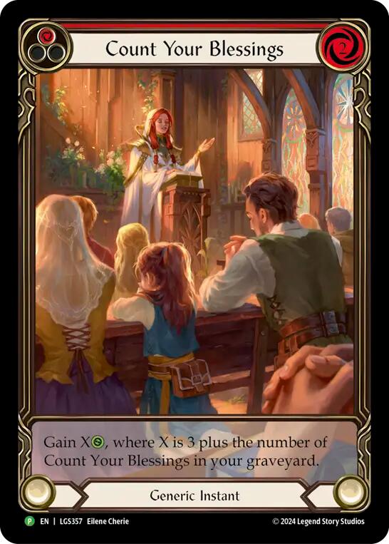 Count Your Blessings (Red) (Rainbow Foil) [LGS357] (Promo)  Rainbow Foil | Galactic Gamez