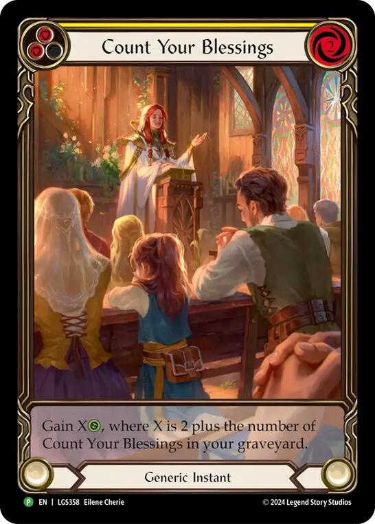Count Your Blessings (Yellow) (Rainbow Foil) [LGS358] (Promo)  Rainbow Foil | Galactic Gamez