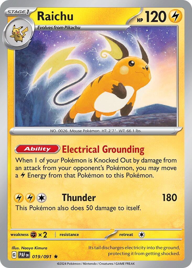 Raichu (019/091) (Theme Deck Exclusive) [Scarlet & Violet: Paldean Fates] | Galactic Gamez