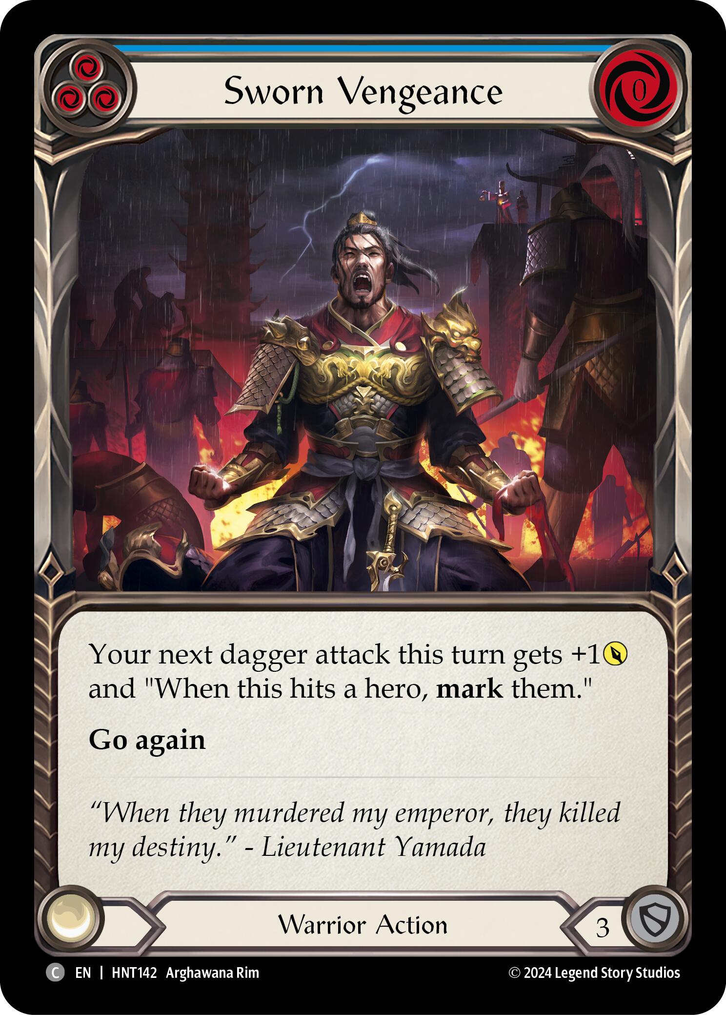 Sworn Vengeance (Blue) [HNT142] (The Hunted)  Rainbow Foil | Galactic Gamez
