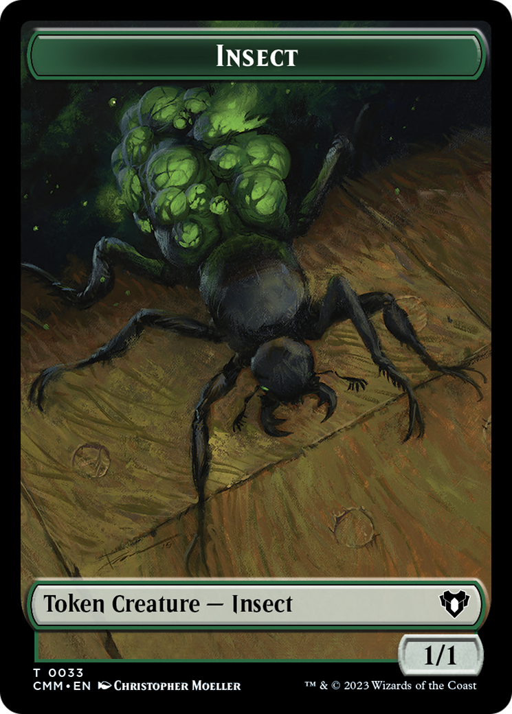 Spirit (0010) // Insect Double-Sided Token [Commander Masters Tokens] | Galactic Gamez