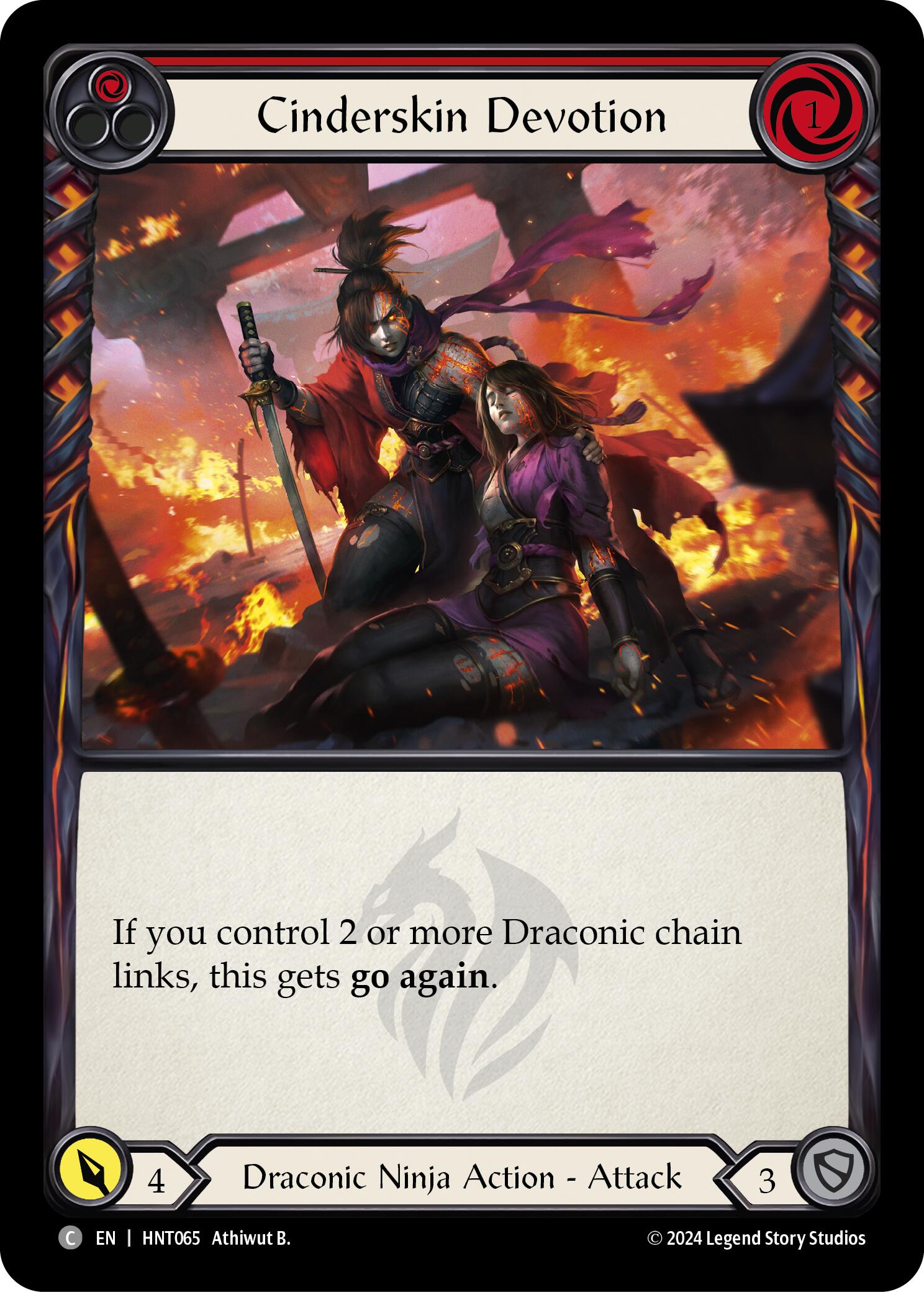 Cinderskin Devotion (Red) [HNT065] (The Hunted)  Rainbow Foil | Galactic Gamez