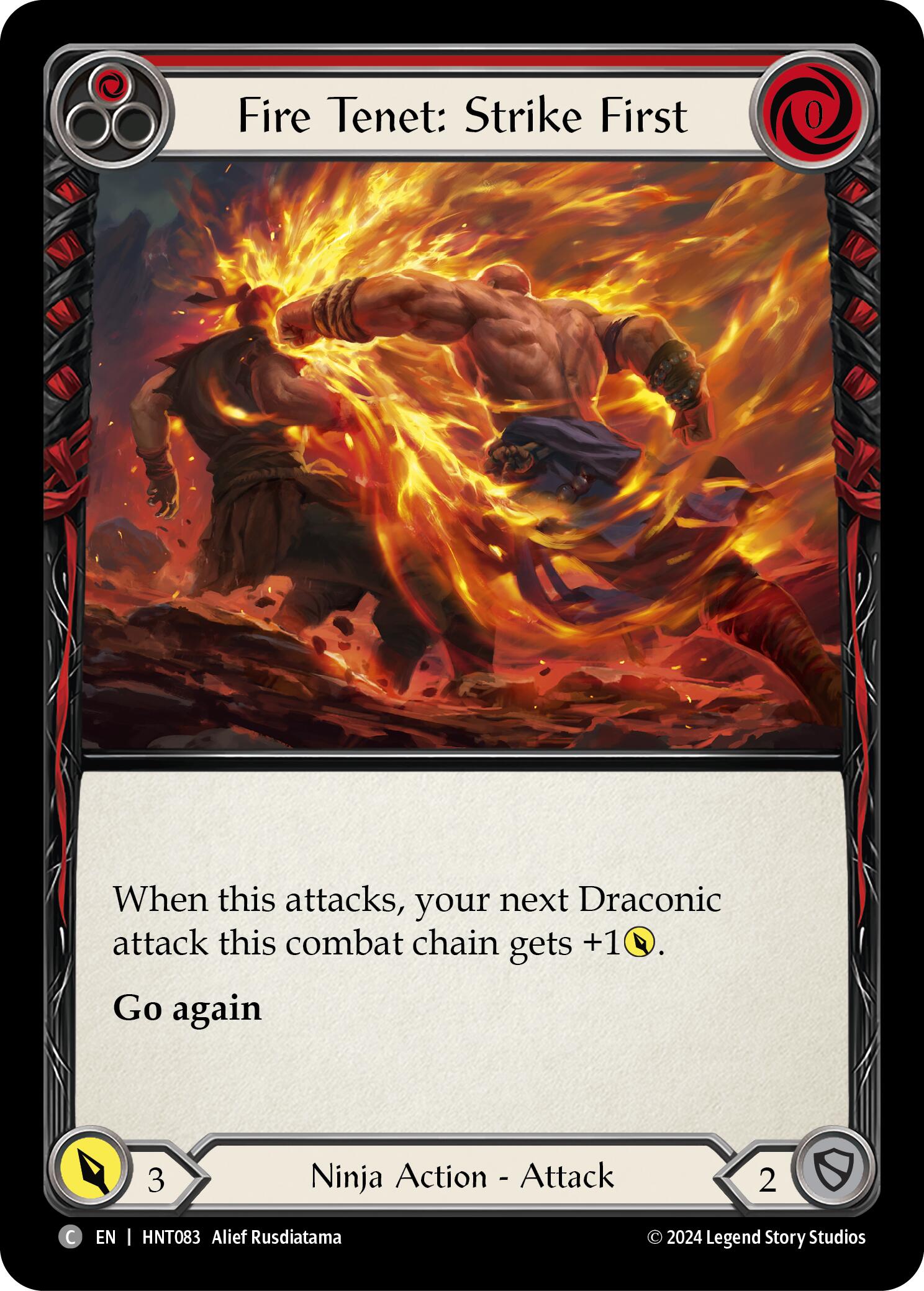 Fire Tenet: Strike First (Red) [HNT083] (The Hunted)  Rainbow Foil | Galactic Gamez